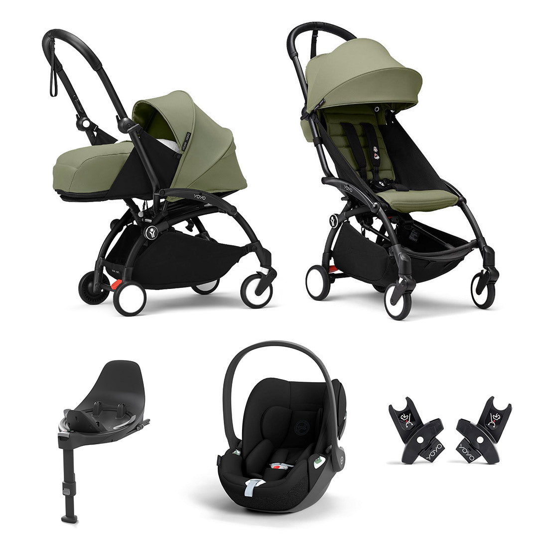 Stokke YOYO3 Newborn to Toddler Cloud T Travel System-Strollers-Olive-Black | Natural Baby Shower