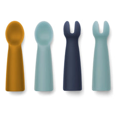 Liewood - Terra Silicone Baby Fork and Spoon Set | Blue