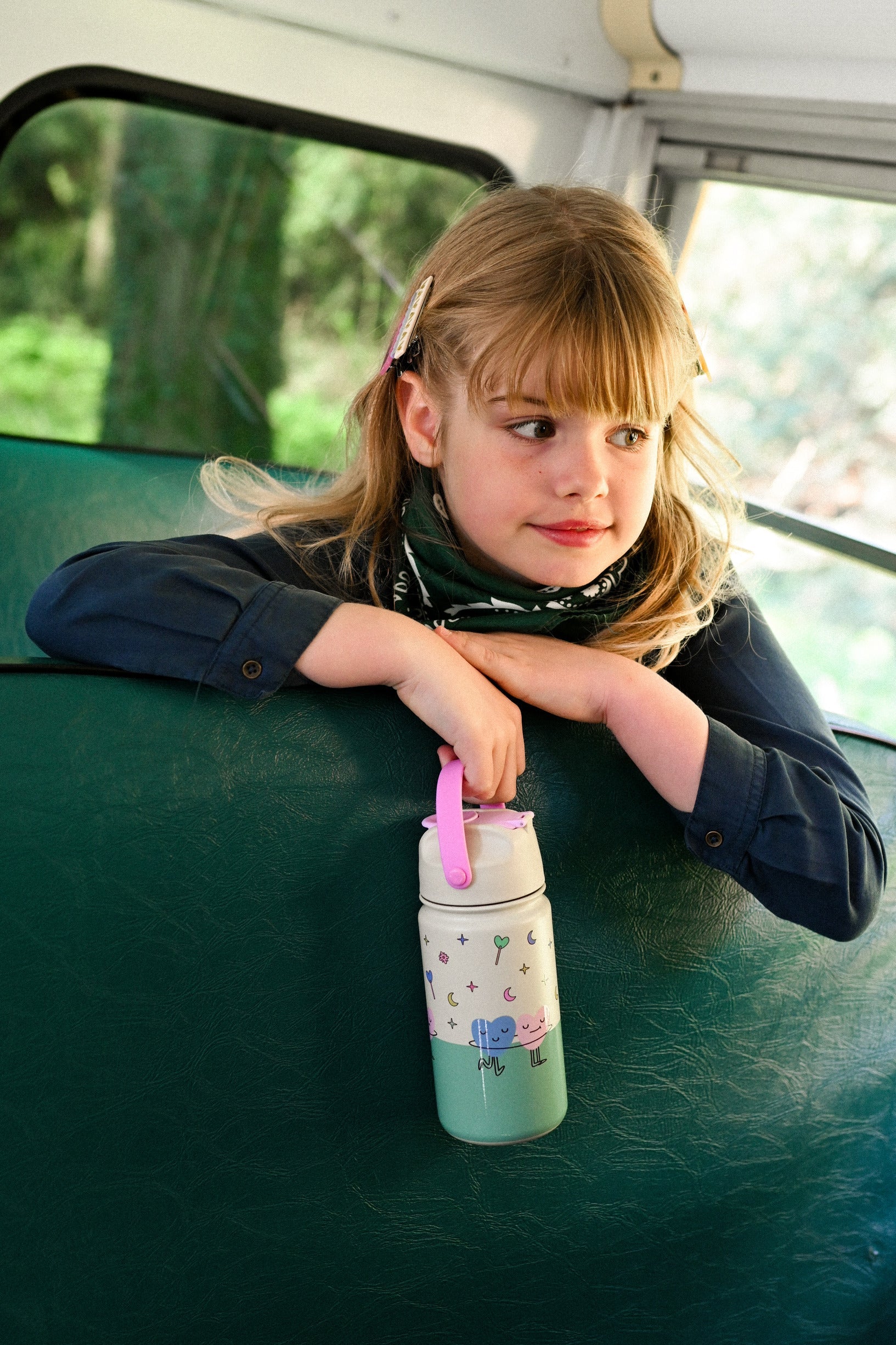 The Cotton Cloud - Dancing Hearts 420ML Stainless Steel Hidden Straw Water Bottle