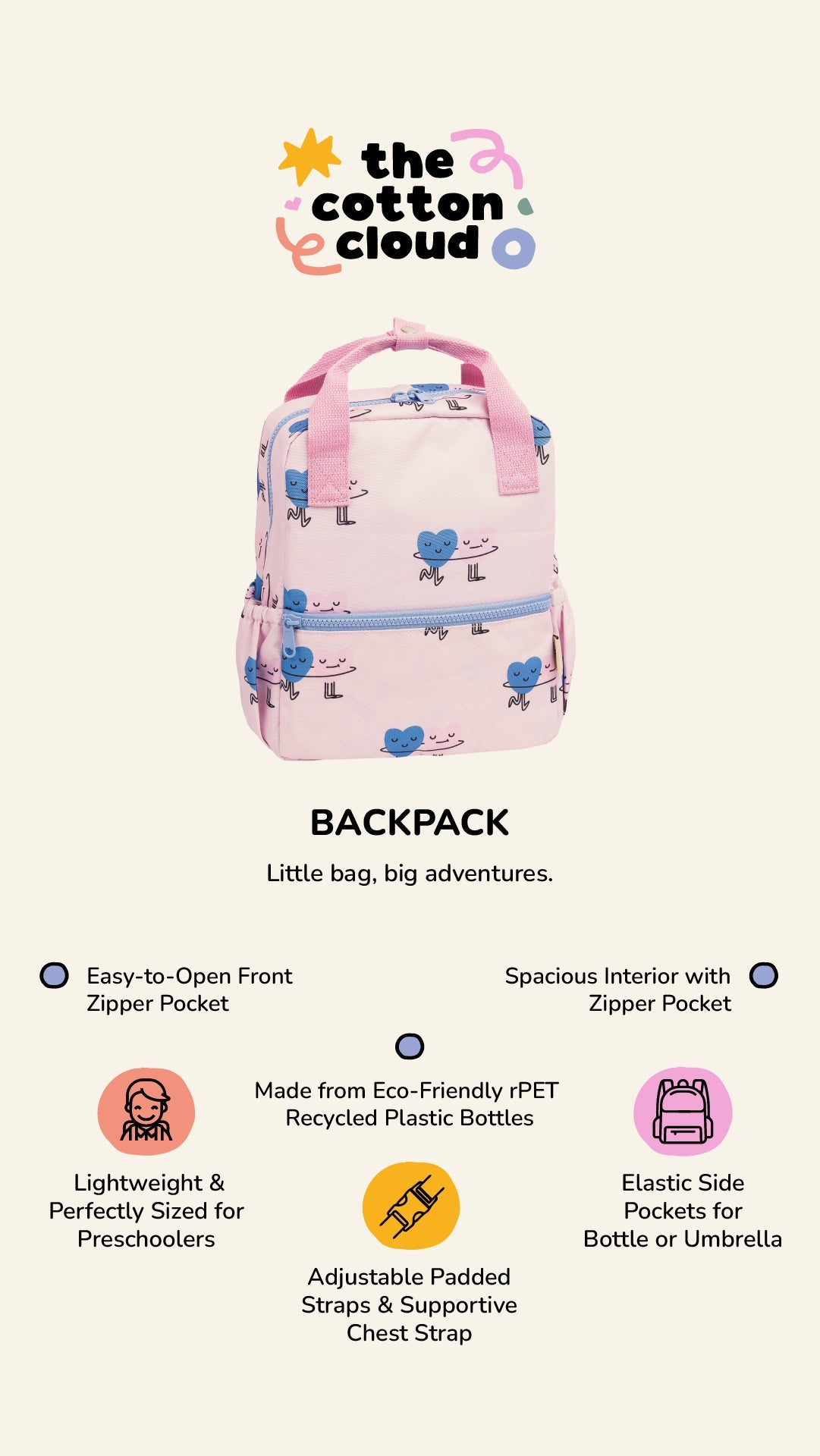 The Cotton Cloud - Dancing Hearts Nursery and Kindergarten Backpack