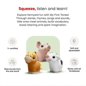 My First Tonies Farm Set - Cow, Pig, Horse-Audio Player Cards + Characters- | Natural Baby Shower
