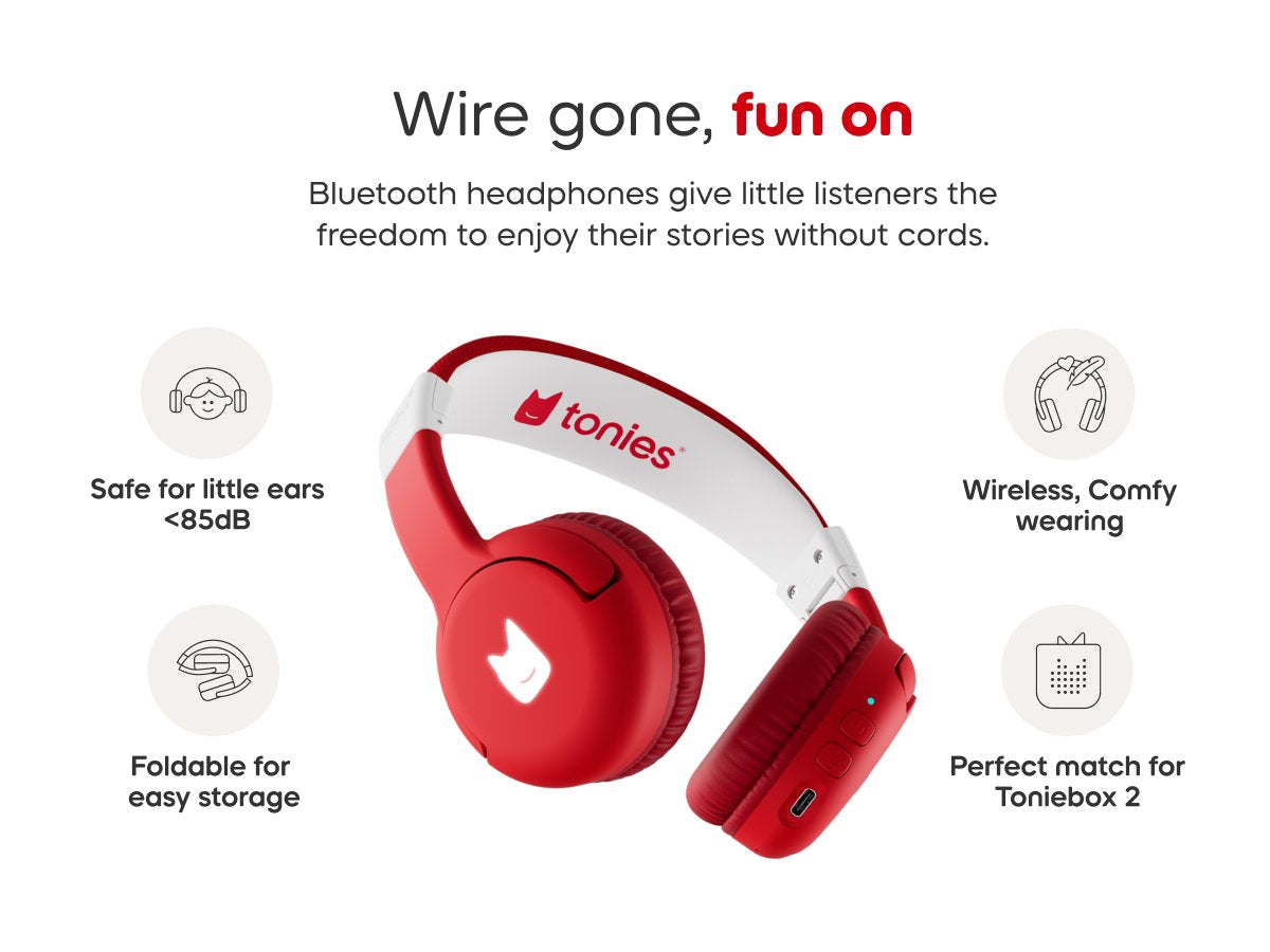 Tonies - Toniebox 2 Bluetooth Red Foldable Kids Headphones