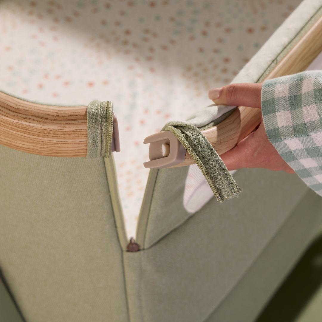 Tutti Bambini Cozee Air 2 Bedside Crib - Drifted Oak / Eucalyptus-Cribs-Drifted Oak / Eucalyptus- | Natural Baby Shower