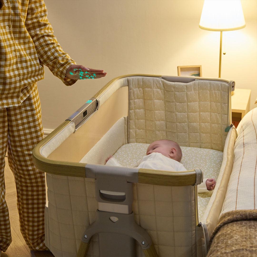 Tutti Bambini Cozee Sense Bedside Crib - Toasted Oak / Sand-Cribs-Toasted Oak / Sand- | Natural Baby Shower