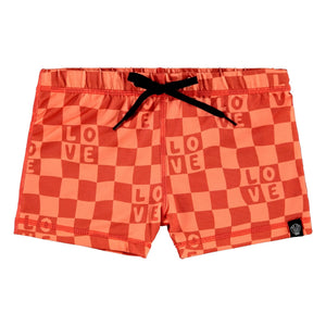 Beach & Bandits - UV Protective Checkered Swim Shorts with Recycled Fibers | Coral