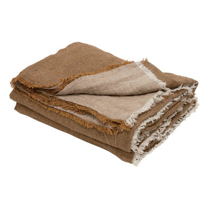 Maison de Vacances - Vice Versa Washed Linen Blanket | Havana / Givré