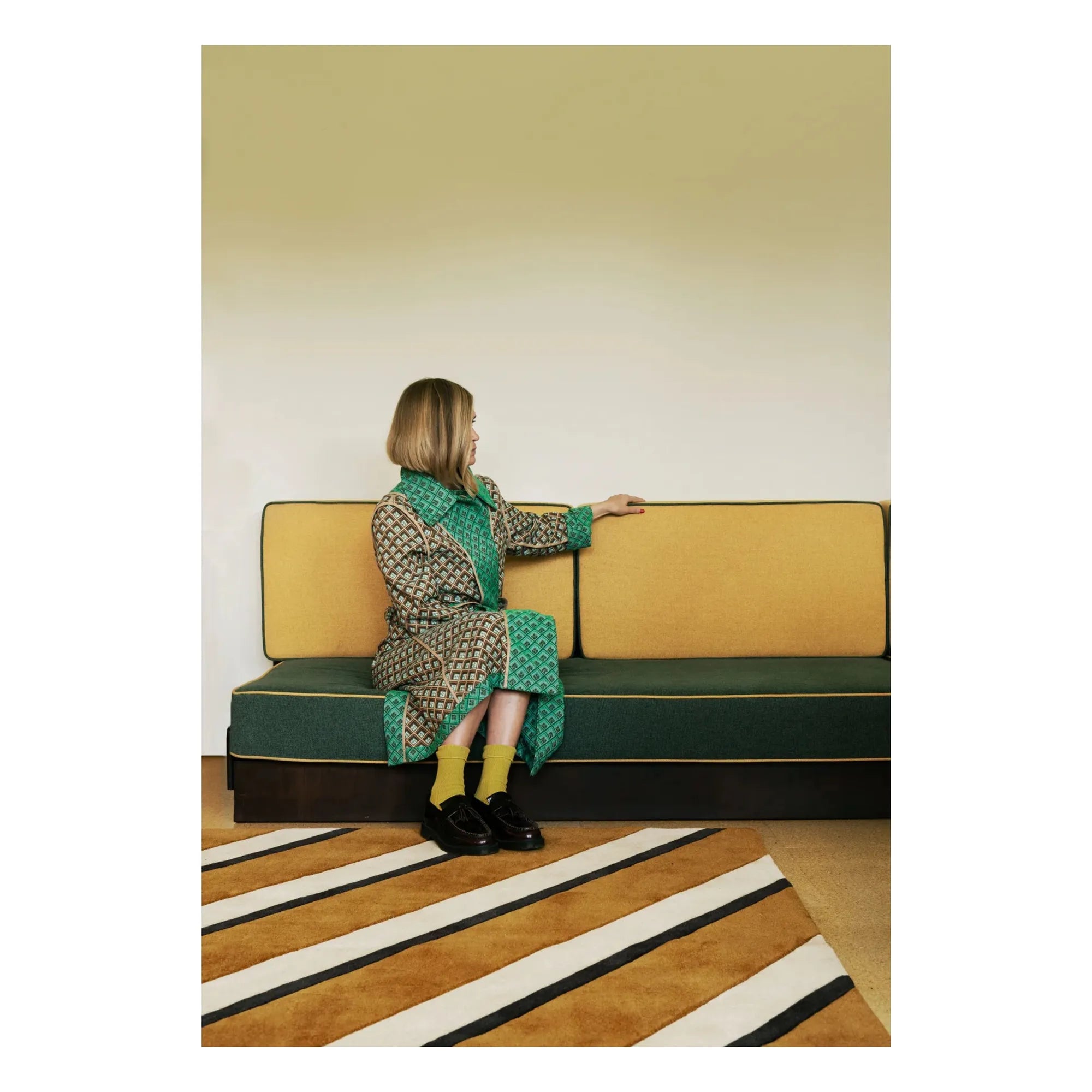 Layered - Wool Rug Diagonal, Tekla Evelina Severin | Sand