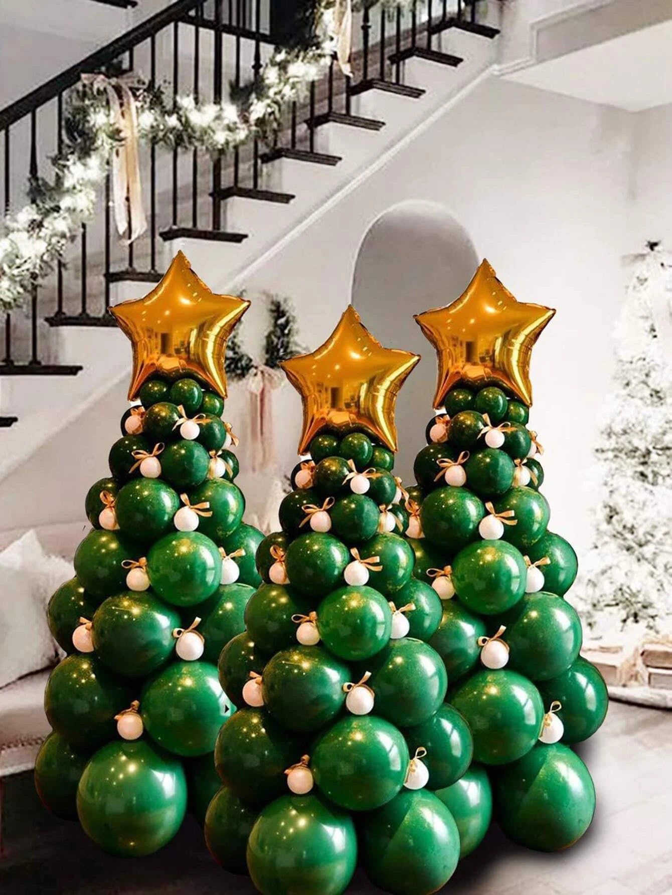 New Year - Christmas 93 Piece Mega Large Size Stylish Pine Tree Themed New Year Decorative Balloon