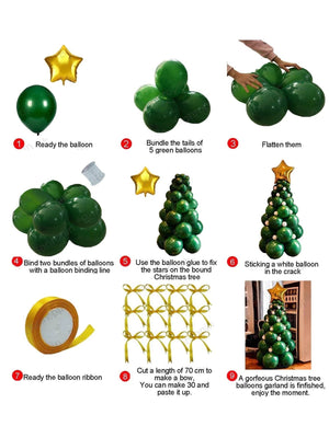 New Year - Christmas 93 Piece Mega Large Size Stylish Pine Tree Themed New Year Decorative Balloon