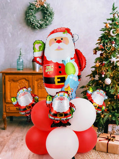 Christmas - Santa Claus and New Year Decorative Balloons Set 12 Pieces
