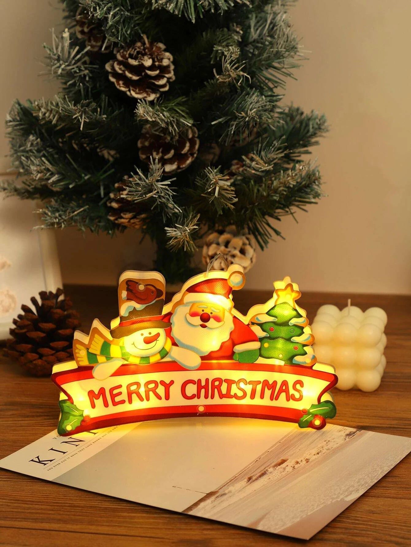 New Year - Christmas Decorative Lighted Merry Christmas Written Ornament