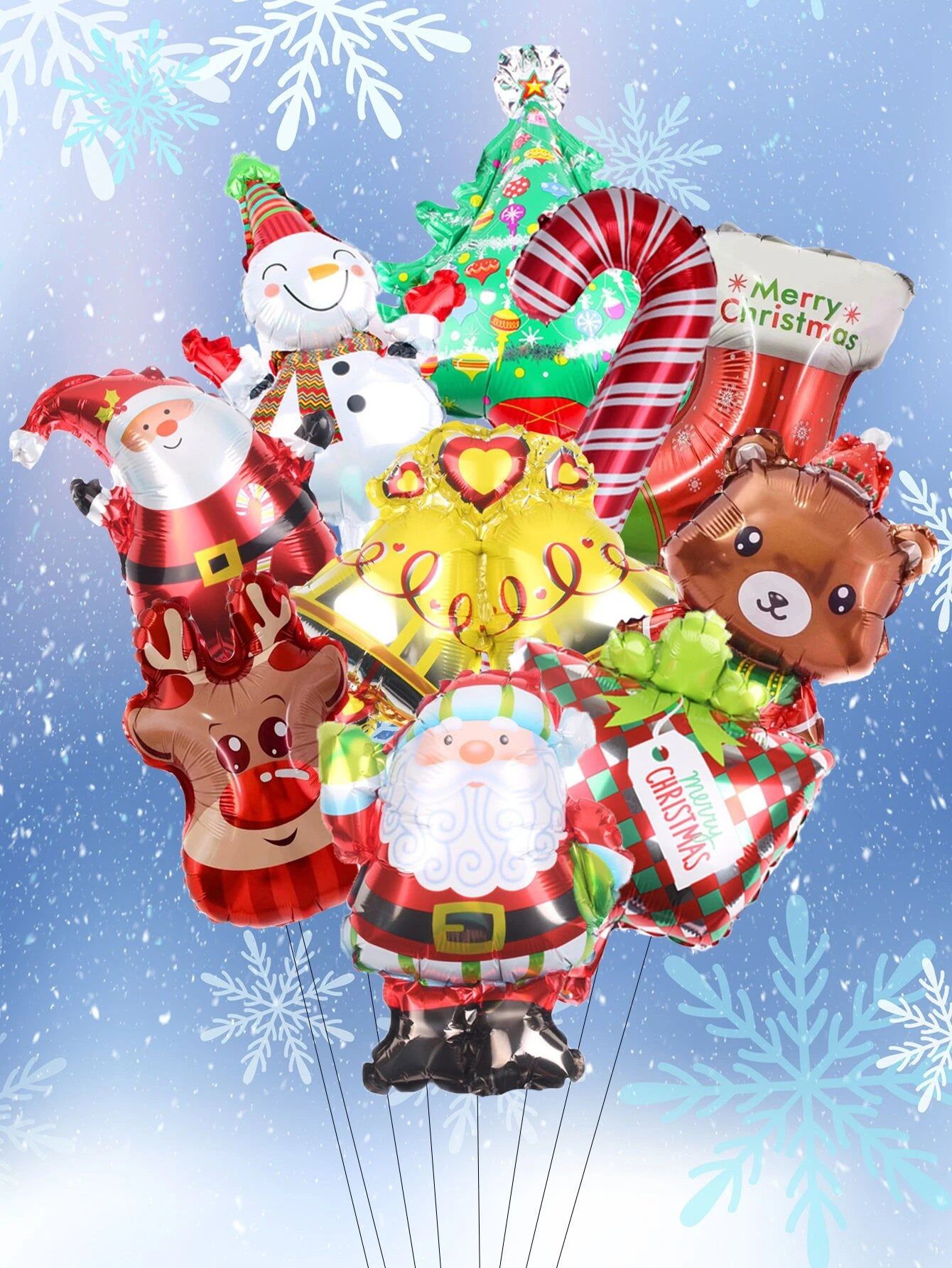 New Year - Christmas Balloons Set 10 Pieces